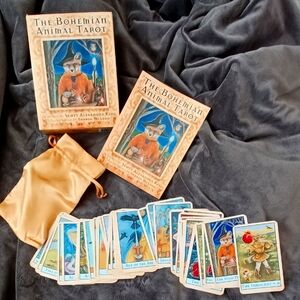 Bohemian Animal Tarot deck,guidebook, and satin satchel